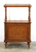 A Victorian figured walnut and ebony side cabinet, late 19th century/early 20th century,