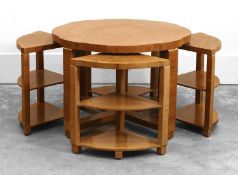 An Art Deco walnut nest of tables, 20th century,