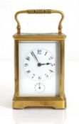 A brass cased carriage clock, c.1890, French,