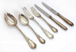 A lily-patterned silver-plated cutlery service,