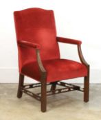 A mahogany open armchair, 19th century,