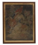 A Victorian woolwork picture, late 19th century,