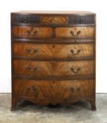 A Regency design mahogany bow front chest,