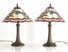 A pair of Tiffany style lamps, of recent manufacture,