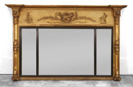 A Regency giltwood overmantel mirror, 19th century,