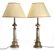 A pair of brass table lamps, 20th century,