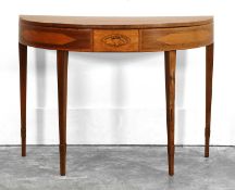 A George III mahogany and satinwood side table, 19th century,