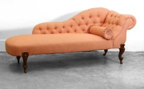 A Victorian walnut framed chaise longue, late 19th century,