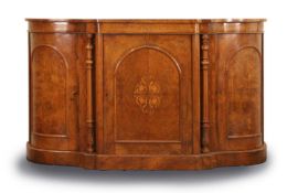A Victorian figured walnut credenza, late 19th century,