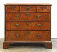 A walnut chest of drawers, first quarter of the 18th century,