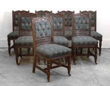 A set of eight mahogany framed single dining chairs, late 19th century,