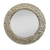 A contemporary circular wall mirror,