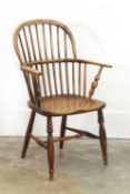 An ash and elm Windsor chair, 19th century,
