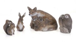 A collection of Royal Copenhagen animals,