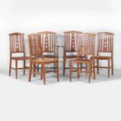Arts and Crafts, a set of six chairs,