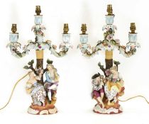 A pair of Dresden porcelain figural candelabra, late 19th / early 20th century,