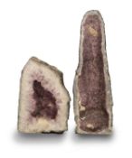 A group of two large amethyst pillars