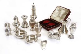 A collection of George III silver cruets,