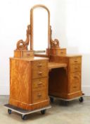 A Victorian satin birch dressing table, late 19th century,