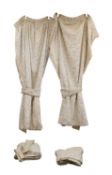 Two pairs of cream and embroidered curtains, of recent manufacture,