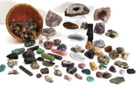 A collection of semi precious stones and quartz fragments