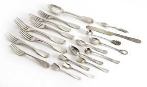 A collection of silver flatware,