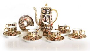 A Royal Crown Derby porcelain coffee service, 20th century,