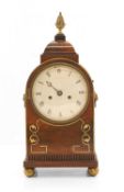 Charles Pratt, a brass-inlaid mahogany mantle clock, 19th century,