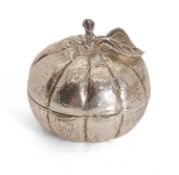 A silver pumpkin pill pot, late 19th century,