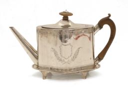 A George III silver teapot on stand,