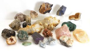 A collection of semi precious stone and petrified wood fragments