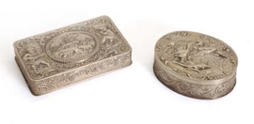 A silver snuff box, and a German silver box,