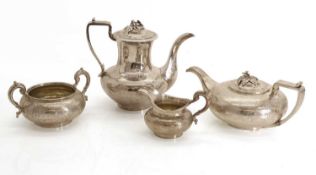 A silver four piece coffee and tea service,