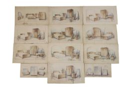 A collection of Art Deco furniture designs, 1930s,