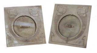 A pair of Art Nouveau pewter photograph frames, 20th century,