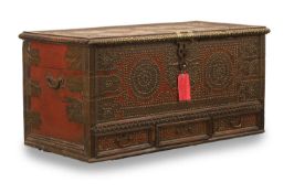 A hardwood and brass-mounted Zanzibar chest, 19th century,