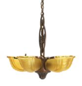 An art deco ceiling light fitting, 20th century,