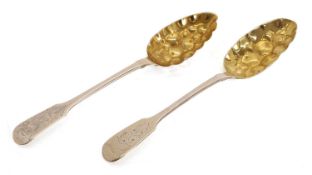 Two silver berry spoons,