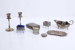 A collection of silver items,
