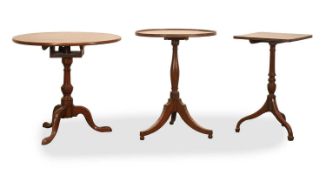 Two tilt top mahogany wine tables, 20th century,