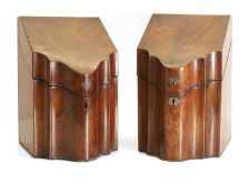 Two George III mahogany knife boxes,