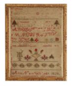 An small needlework sample, 19th century,