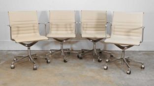 Four ICF 'Executive' cream leather office chairs, of recent manufacture,