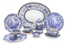 A large quantity of blue and white transferware,