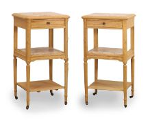 A pair of French marble bedside tables, late 20th century,