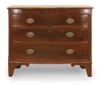 A George III mahogany bow front chest of drawers, early 19th century,