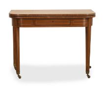 A Regency mahogany fold over tea table,