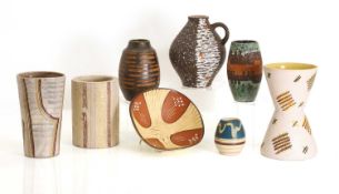 a group of eight 'Lava' vases, mid 20th century, German
