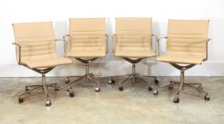 Four ICF 'Executive' cream leather office chairs, of recent manufacture,