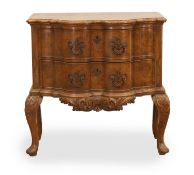 A continental walnut small side table, 19th century,